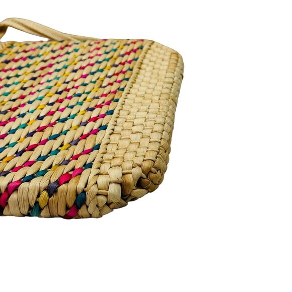 Vintage 70’s Handmade Knit Bamboo Rattan Straw Clutch Bag Handbag Purse Wristlet - Picture 10 of 16